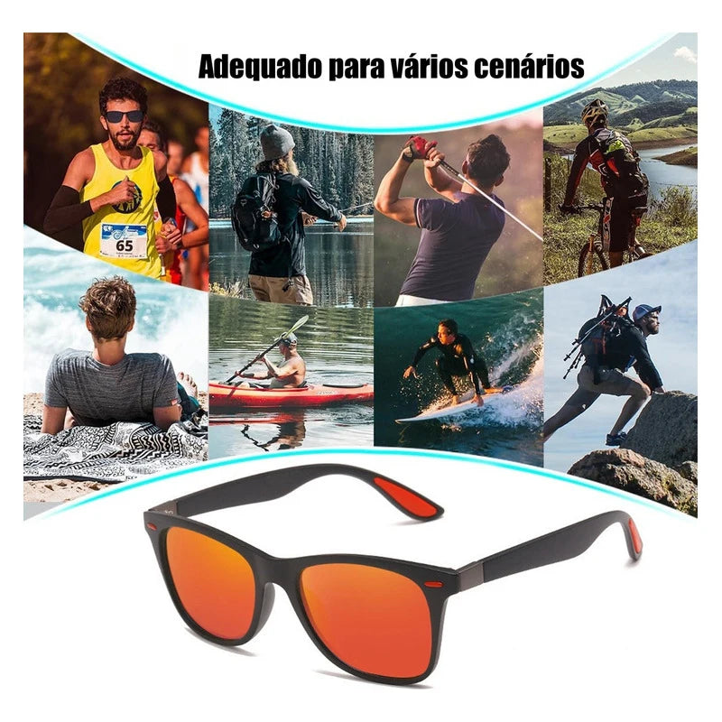 Clássico quadrado óculos polarizados para homens e mulheres, óculos anti-reflexo, viagem, pesca, equitação, moda, uv400