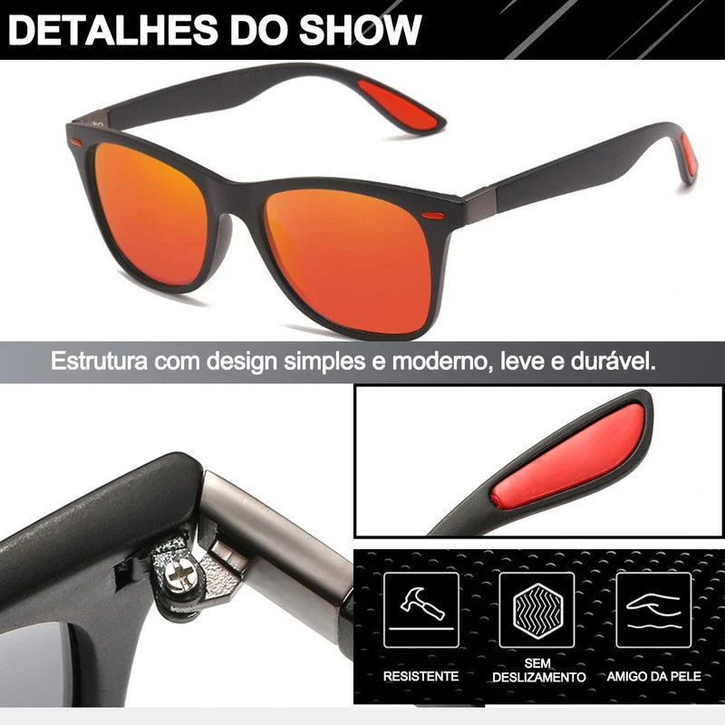 Clássico quadrado óculos polarizados para homens e mulheres, óculos anti-reflexo, viagem, pesca, equitação, moda, uv400